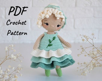 DIY PDF crochet amigurumi pattern Spring Fairy doll | Crochet doll in dress pattern | Magic fairy crochet pattern