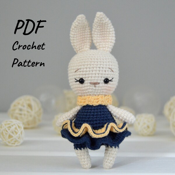 DIY PDF crochet amigurumi pattern Bunny in dress Crochet bunny girl tutorial Christmas bunny