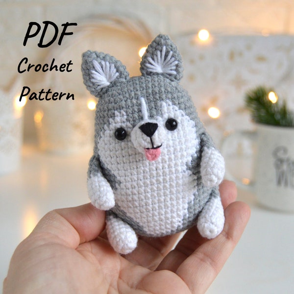 DIY PDF crochet amigurumi pattern husky dog