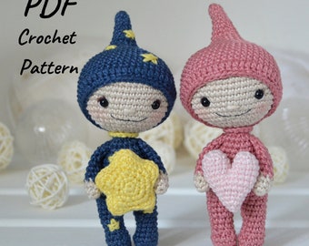 DIY PDF crochet amigurumi pattern Valentine's Day Gnome | Stargazer Gnome crochet pattern