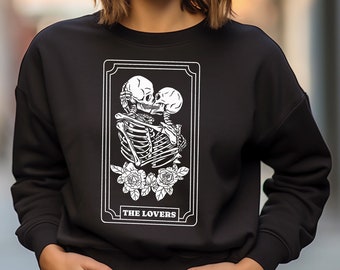 The Lovers Tarot Card SVG, Tarot Card Cut File, Kissing Skeleton SVG archivos para Cricut, Skeleton Tarot Card SVG, Valentine svg, png