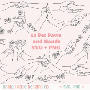 Dog Paw and Hand SVG, Paw SVGs, hond SVG bundel-bestanden voor Cricut, honden png, dierenliefhebber gesneden bestand, kattenliefhebber Svg, bloemen huisdier tekening, Tattoo