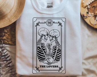 The Lovers Tarot Card SVG, Amantes con Rose Tarot Card Cut File, Archivos SVG esqueleto para Cricut, Skeleton Tarot Card SVG, Valentine svg, png