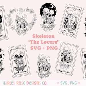 The Lovers Bundle SVG, The Lovers Tarot Card SVG, arquivos Skeleton SVG para Cricut, Skeleton Love svg, Valentine svg, Skeleton Valentine png