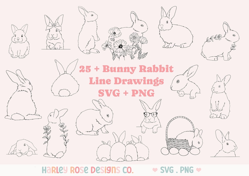 Rabbit SVG Bundle, Cute Bunny Svgs, Easter Bunny SVG Files for Cricut ...