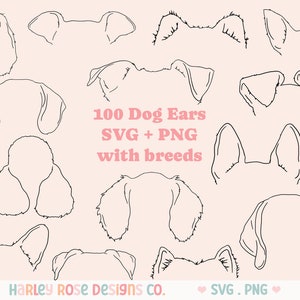Dog Ears SVG Bundle, Dog Ear Line Drawing SVGs, Dog Breeds files for Cricut, Dog Outline png, Dog Cut File, Puppy Svg, Dog Clipart, Pet Svg