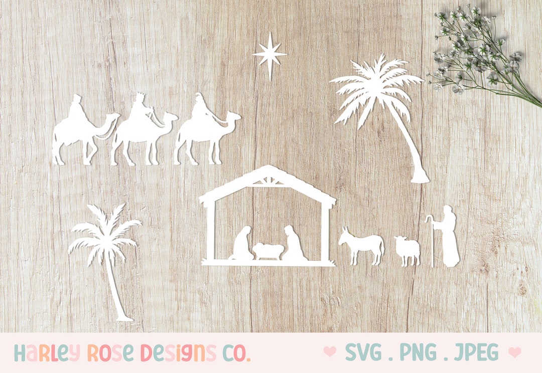 Christmas Nativity Template SVG, Christmas Cutting File, Christmas Card