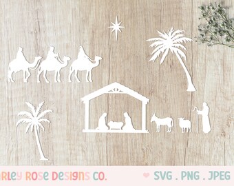 Christmas Nativity Template SVG, Christmas Cutting File, Christmas Card Decoration, Cricut File, Machine Cut, Vinyl Cut Svg, Nativity