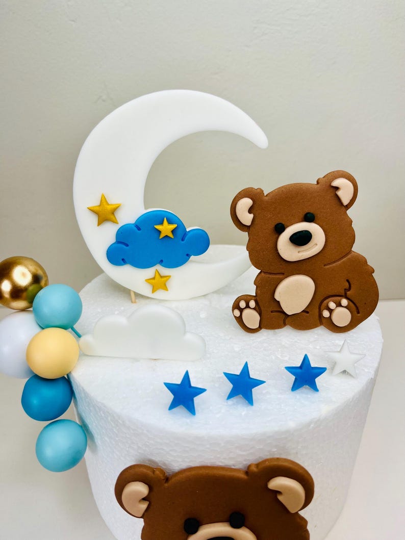 Teddy Bear Cake Topper Baby Shower Decorations, Edible Fondant - Etsy