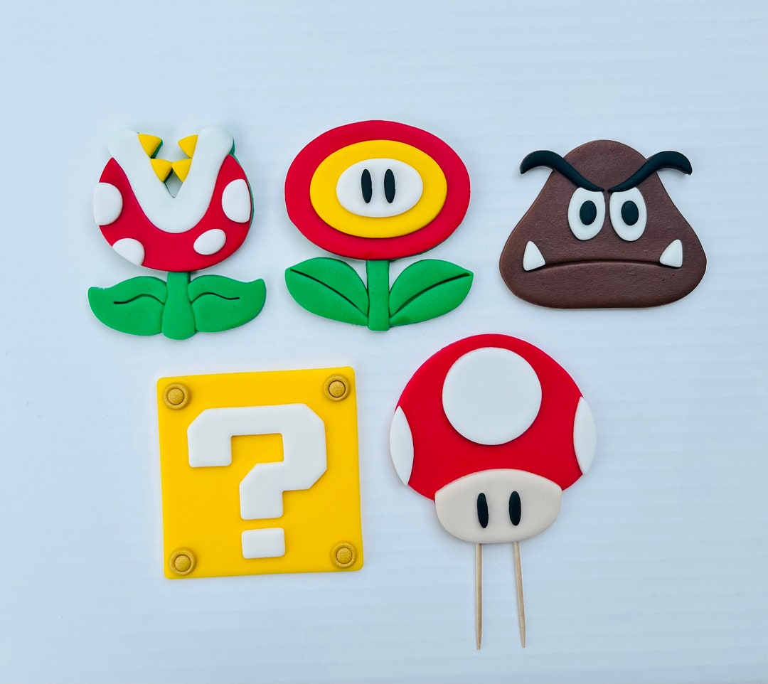 Super Mario Cake Topper Super Mario Birthday Cake Super Mario Cake Decorations Edible Fondant Etsy