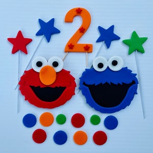 Elmo cake topper Cookie Monster Cake Topper Elmo Birthday Cake Cookie Monster birthday cake, edible fondant