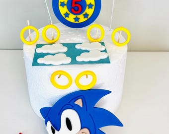Sonic Hedgehog Cake Topper Birthday cake decorations Edible Fondant