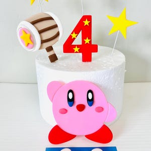 Kirby Cake Topper Kirby birthday Cake Kirby Birthday Cake decorations, fondant, super mario