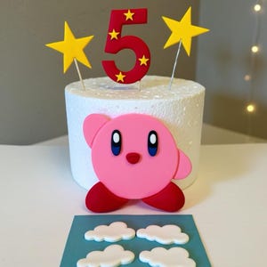 Kirby Cake Topper, Birthday Cake Decorations edible fondant