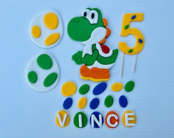 Yoshi Cake Topper Birthday Decorations, edible fondant
