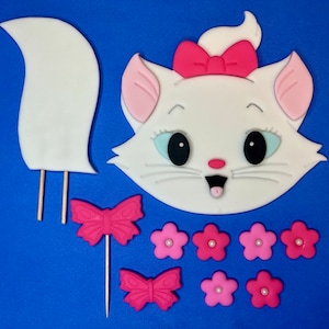 Marie Cat Cake Topper Marie Cat Birthday Cake Marie Cat birthday Cake decorations Fondant FREE Paw Prints