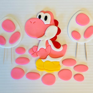 Pink Yoshi Cake Topper Yoshi Birthday Cake Yoshi Birthday Cake Decorations, fondant