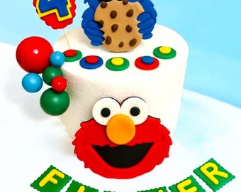 Elmo cake topper Cookie Monster Cake Topper Birthday Cake Decorations edible fondant boy