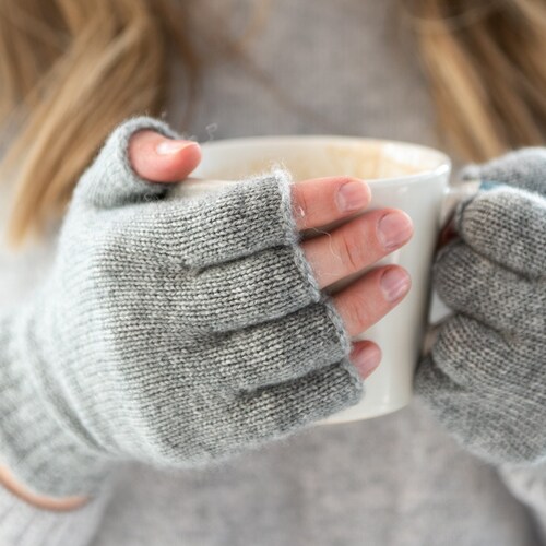 Ladies 100 Pure Cashmere Fingerless Gloves Etsy