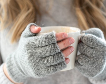 Guantes sin dedos de cachemira 100% pura para mujer