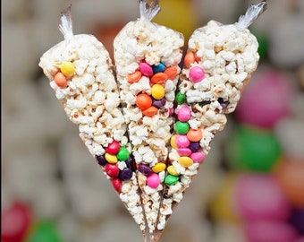 Fruity Sweet Cones - Skittle Loaded Popcorn Cones - Party Favours - Party Centrepieces - Candy Cones - Pre Filled Cones - Kids Party Bags