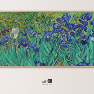 Samsung Frame TV Art | Irises, Irises in Field, Vincent Van Gogh Painting, Famous Art | 4K TV, Screen Background Art