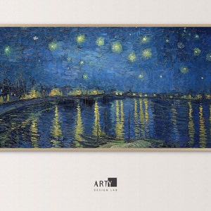 Samsung Frame TV Art | Starry Night Over the Rhone, Vincent Van Gogh Painting, Famous Art | 4K TV, Screen Background Art