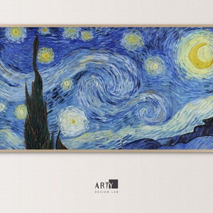 Samsung Frame TV Art | Starry Night, Vincent Van Gogh Painting, Famous Art | 4K TV, Screen Background Art