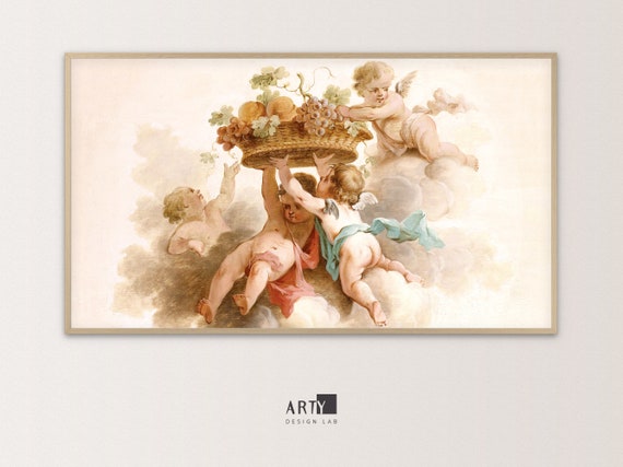 Putti Angels Floral Still Life 4K TV Art Digital Download