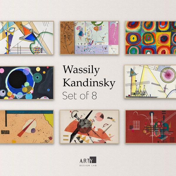 Samsung Frame Tv Art | Set of 8 Wassily Kandinsky Mid-Century Modern Abstract Art, Famous Vintage Painting, Illustration Art Set, Bundle