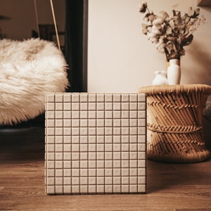 White and taupe tiled cube image 3