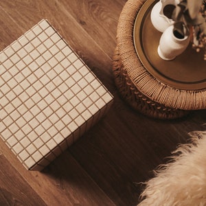 White and taupe tiled cube image 1