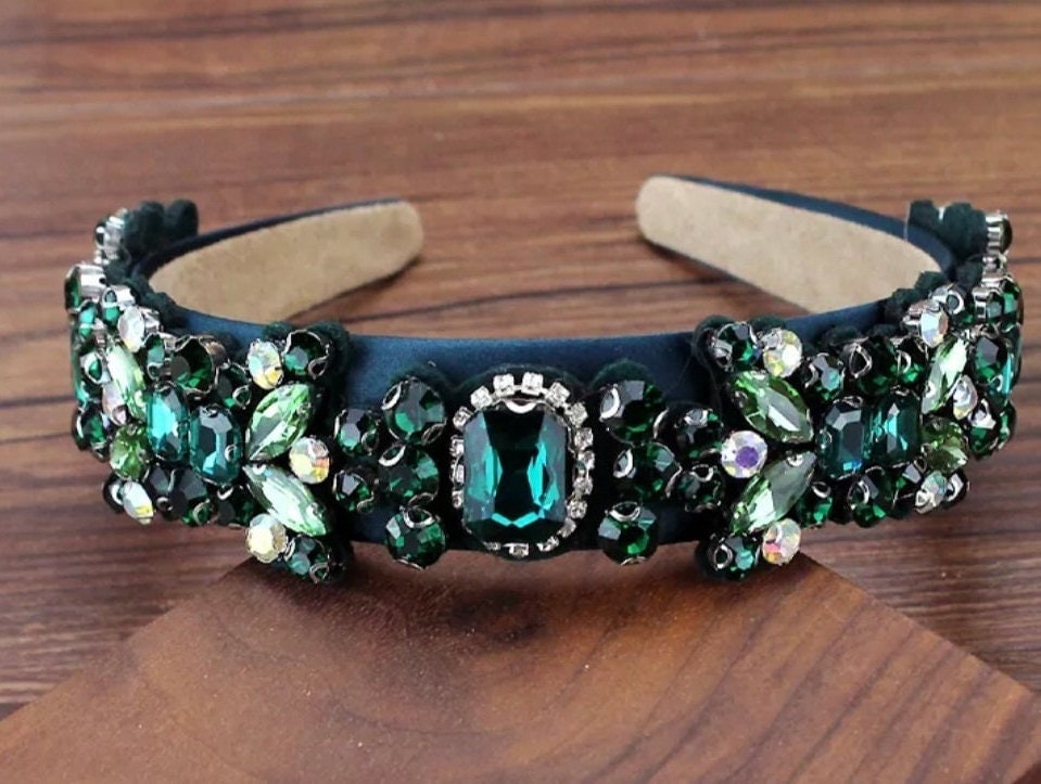 Elegant Green Rhinestone Headband for Weddings and Special  display picture 2