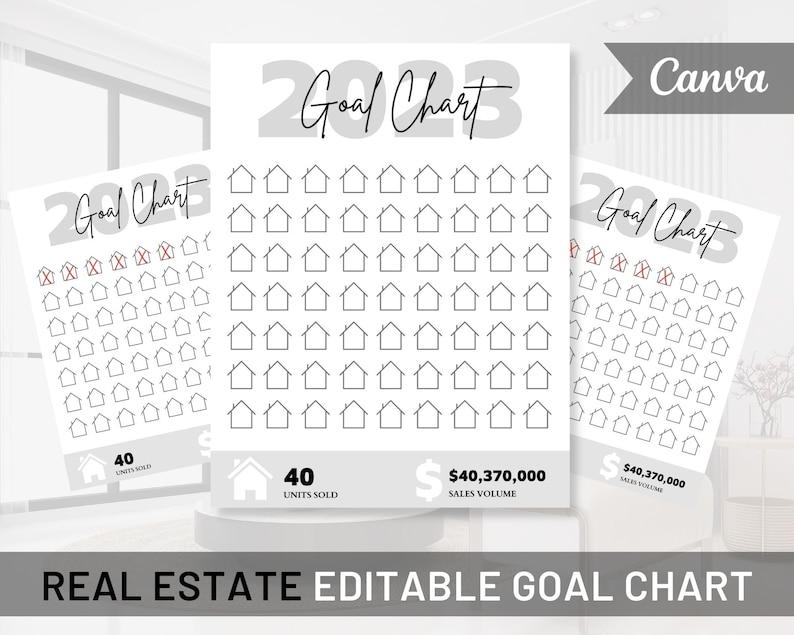 Real Estate Goal Chart Template Real Estate Goal Tracker Real Estate