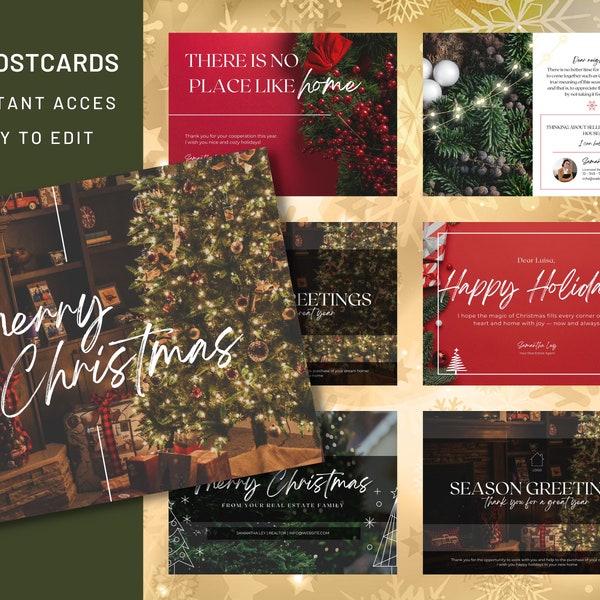 Real Estate Holiday Postcard Pack, Holiday Real Estate Postcards, Realtor Christmas Card, Real Estate Marketing Realtor Client Card Holidays