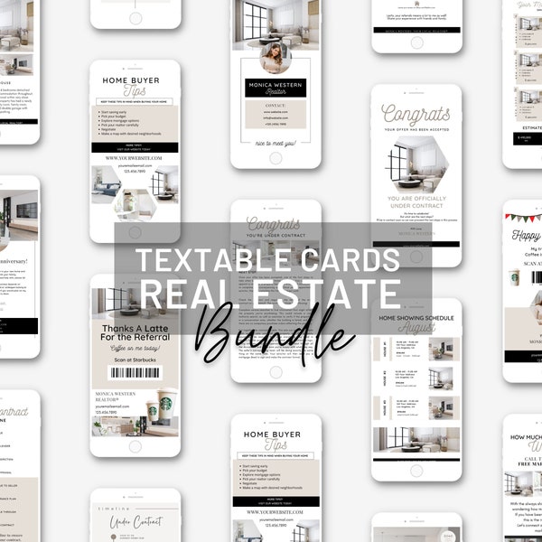 Real Estate Textable Digital Cards Real Estate Text Messages Digital Business Card Bundle Text Message, Realtor Card Real Estate Marketing