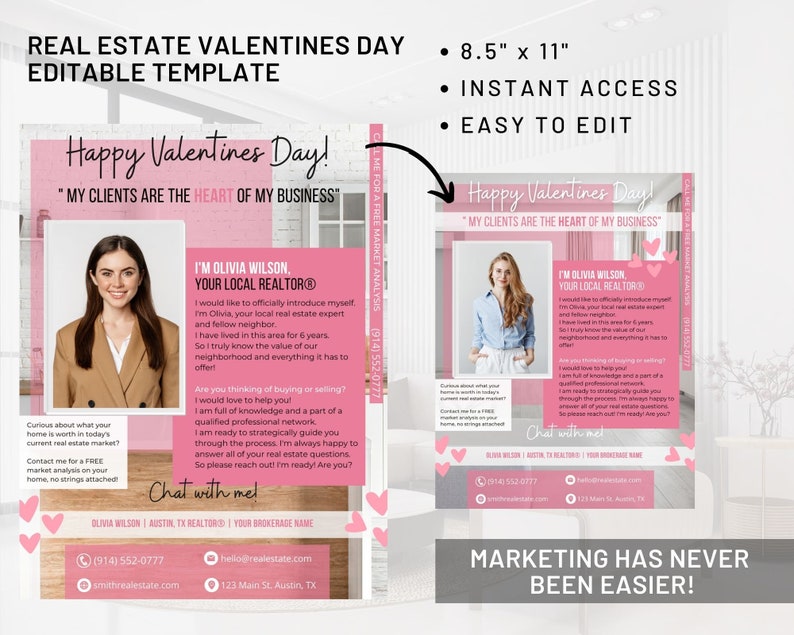 Real Estate Valentines Day Flyer, Introduction Realtor Hello Neighbor