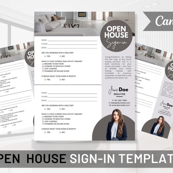 Editable Open House Sign-In Sheet, Sign In Sheet Real Estate Editable Template, Real Estate Printable Real Estate Marketing Instant Download