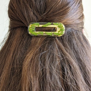 barrettes à cheveux crocodiles résine époxy et naturelle fougère et fleurs fait main image 10