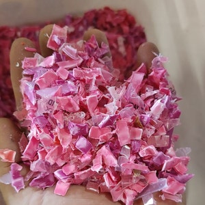 1 kg versnipperd gerecycled plastic polypropyleen PP, 5 Pink