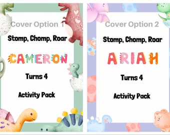 Personalised Dinosaur Themed Birthday Party Activity Pack For Boys/Girls