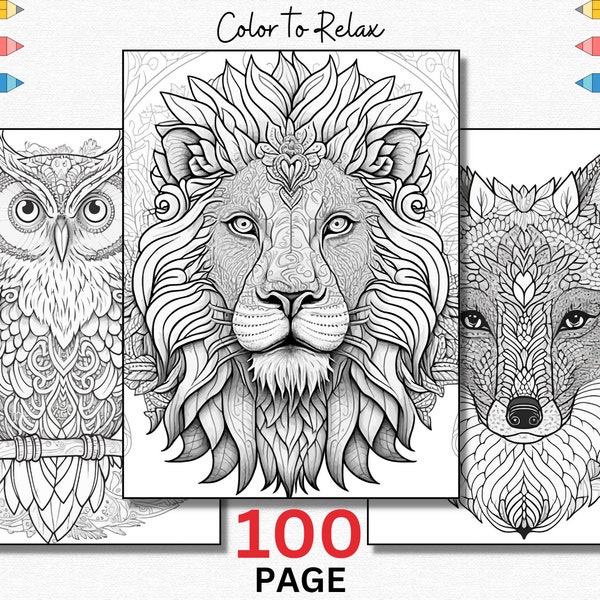 Get Creative and Relax with 100 Beautifully Designed Animal Coloring Pages. adult | Animal Coloring Pages for Adult Printable.