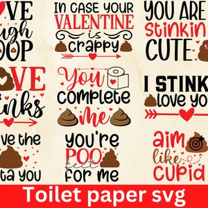 Funny Valentine Toilet Paper Love Lettering Clipart, bagno Poo Graphics.sarcastic Valentine Graphics, Funny Valentine Svg Bundle, Poop Svg