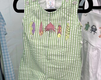 Fishing Lure Jon Jon embroidered seersucker baby & toddler boy outfit