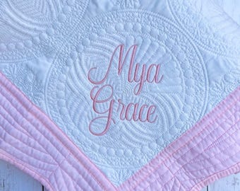 Heirloom Quilt, Personalized embroidered keepsake blanket