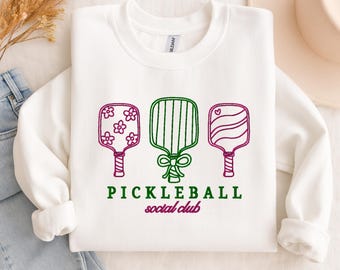 Pickleball Social Club Embroidered Sweatshirt | Preppy Pickleball Crewneck | Coquette Sports Sweatshirt | Pickleball Gift for Women
