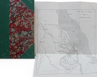 Resebok för Sudan från 1885: Utforskning av Afrika, illustrerad karta, utvikbar