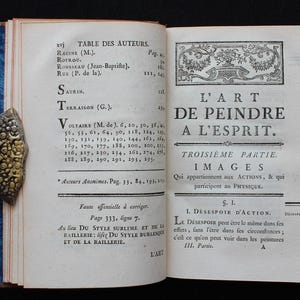 1783年 フランスのアンティーク本 フランスの弁論家と詩人による教訓「L'Art de Peindre à l'Esprit」 正義 戦争 革命 狂信 悲劇的な死