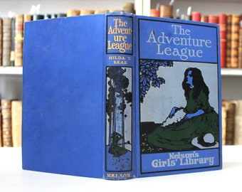 Libro vintage de 1900 "La Liga de Aventuras": Láminas a color ilustradas
