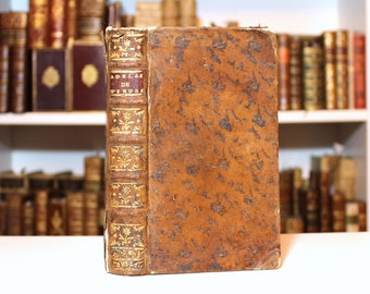 1760 französischer Unterrichtsroman: Adelaïde de Witsbury, Antikes Lederbuch
